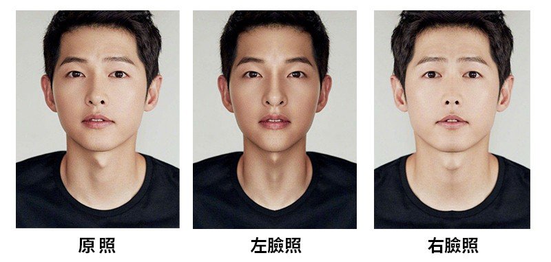 宋仲基臉不對稱與完全對稱的對比照